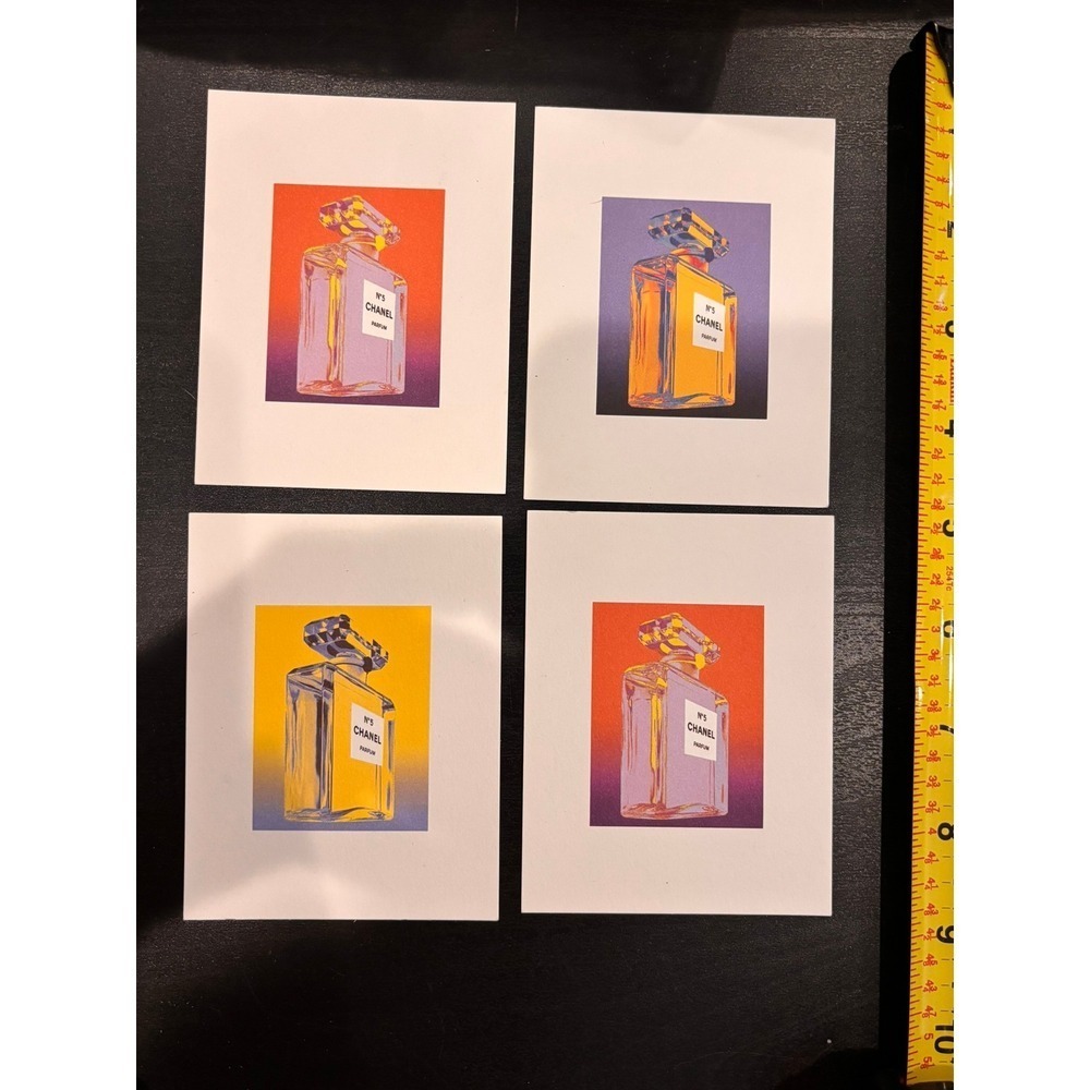 Set of 4 Andy Warhol Style Chanel No 5 Perfume Pop Art Prints 4x5 Mini Posters